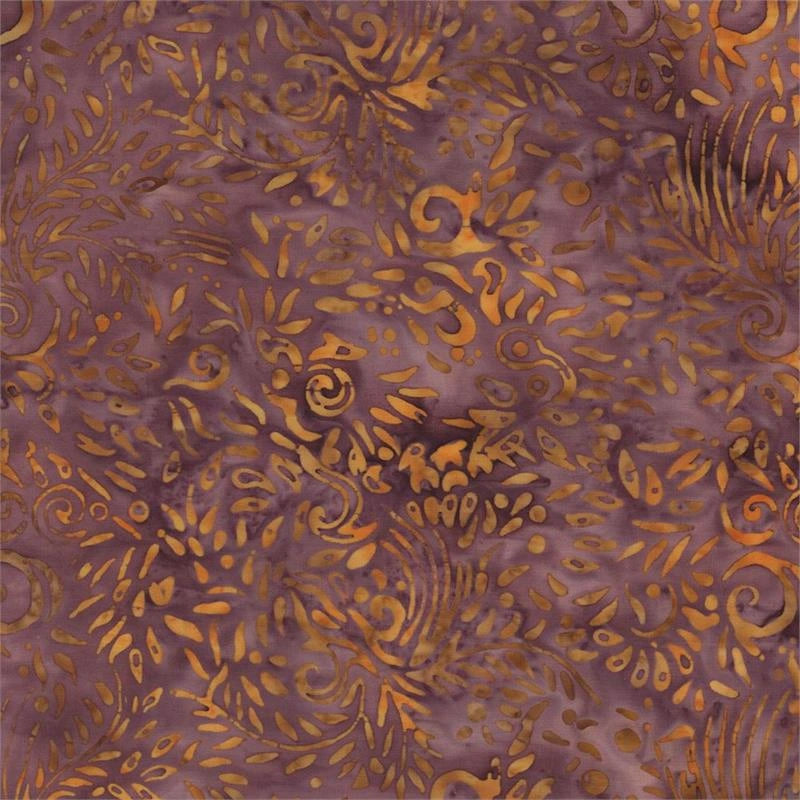 Tranquil Moods Purple Fronds Batik Fabric Yardage