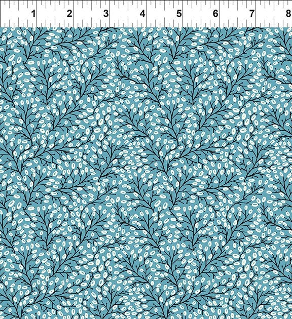 Whimsy Teal Floral Buds Fabric Yardage