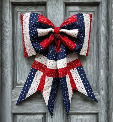 Patriotic Bow Class - festive sewing workshop featuring the Big Giant Quilted Joy bow