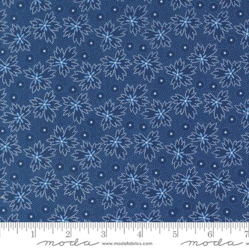 Denim Daisies Midnight Prairie Leaves Fabric Yardage Product Photo