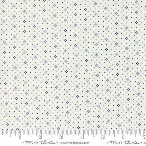 Denim Daisies Blue on White Eyelet Fabric Yardage Product Photo