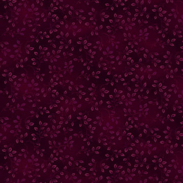 Folio Basics Aubergine Leaves Fabric Yardage