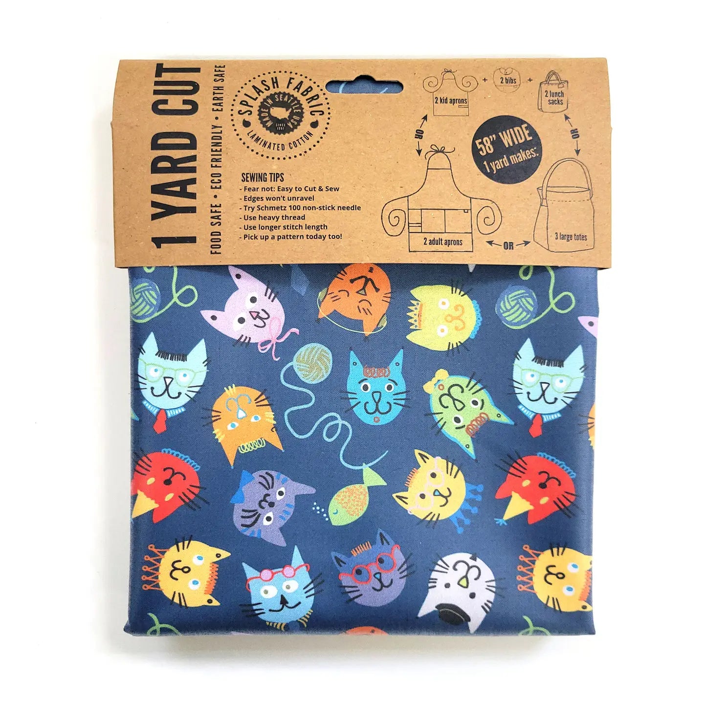 Laminated Cotton, Alley Cats, 1 Yard Precut