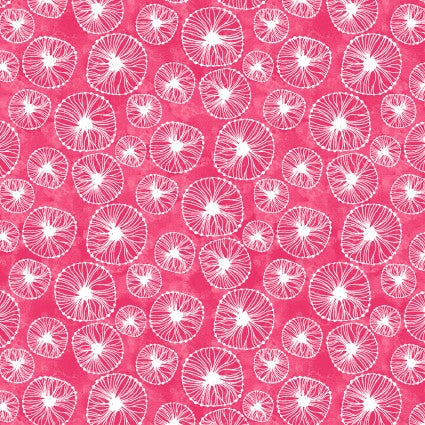 Mermaid Tails Dark Pink Anenomes Fabric Yardage