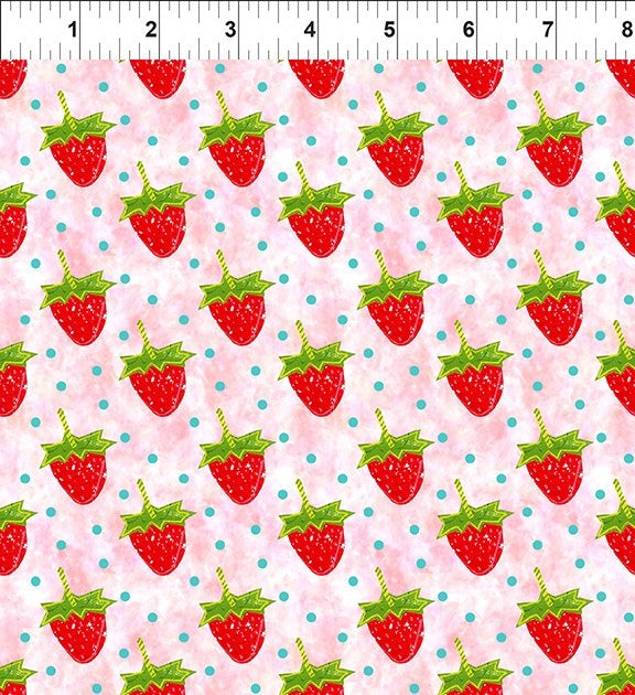 ABC's of Color Pink Strawberries Fabric Yardage