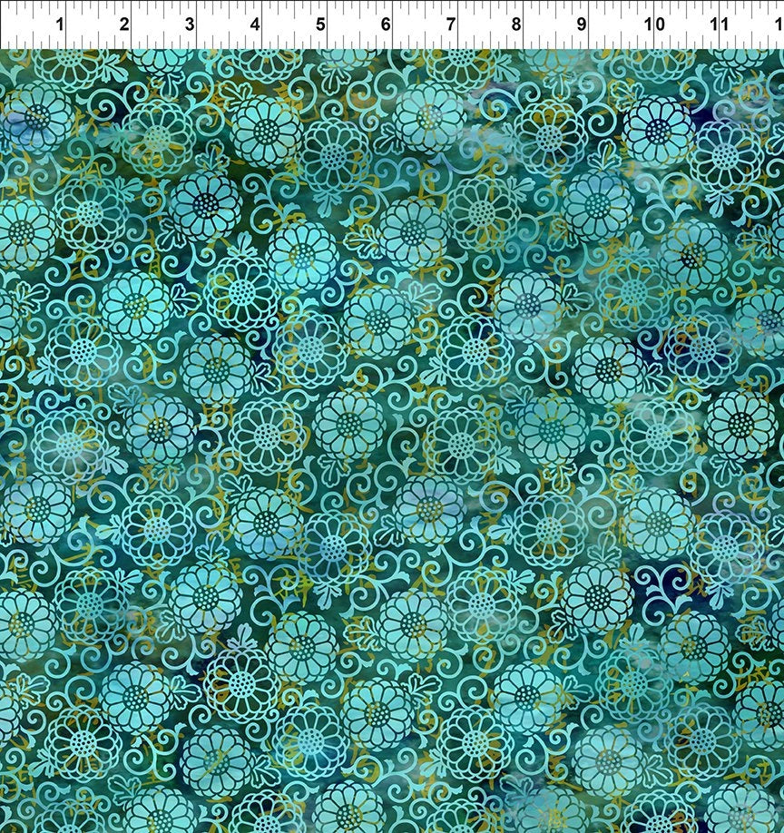 Oriental Gardens Teal Lace Fabric Yardage