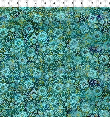 Oriental Gardens Teal Lace Fabric Yardage