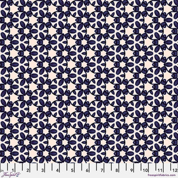 Paradise Blooms Garden Trellis Navy Fabric Yardage