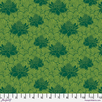 Paradise Blooms Waratah Emerald Fabric Yardage - quilt fabric for sewing and quilting projects