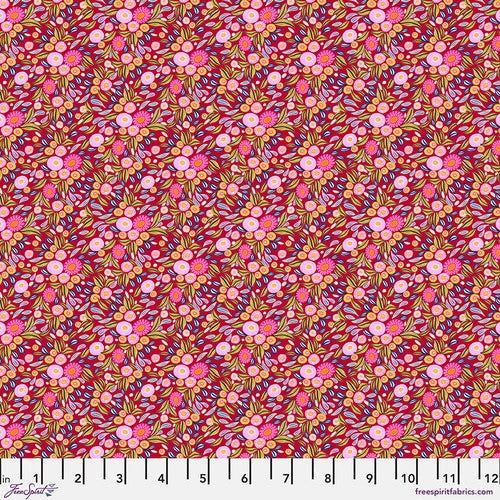 Paradise Blooms Wandering Wildflowers Cherry Fabric Yardage