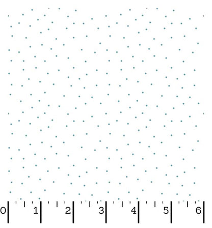 Ruler Kimberbell Basics Tiny Dots White/Teal Fabric Yardage