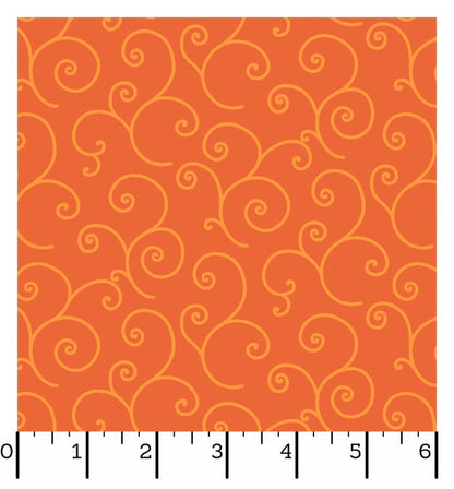 Ruler Kimberbell Basics Scroll Orange Fabric Yardage