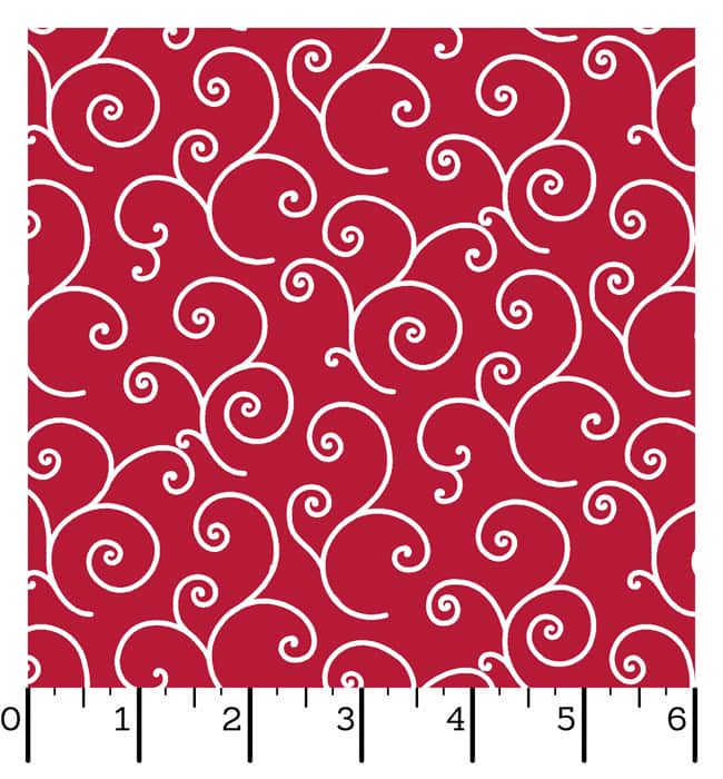 Ruler Kimberbell Basics Scroll Red Fabric Yardage