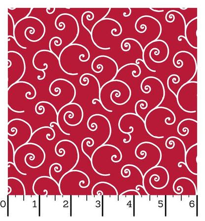 Ruler Kimberbell Basics Scroll Red Fabric Yardage