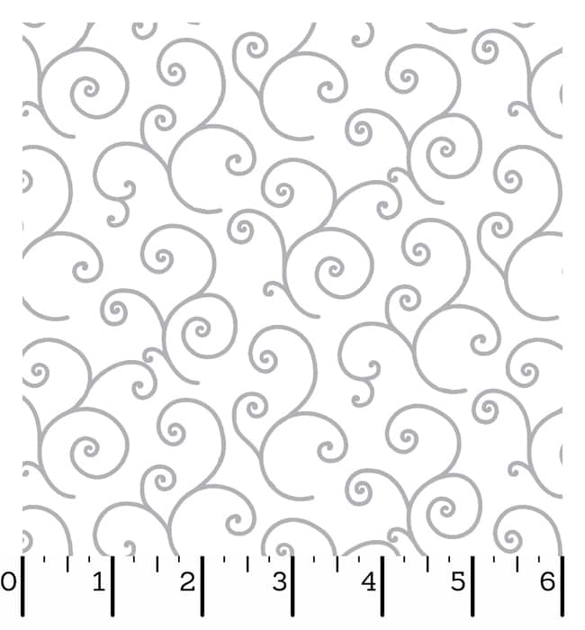 Ruler Kimberbell Basics Scroll White/Grey Fabric Yardage