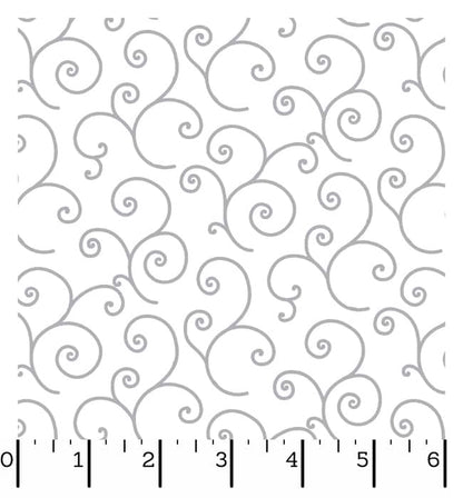 Ruler Kimberbell Basics Scroll White/Grey Fabric Yardage