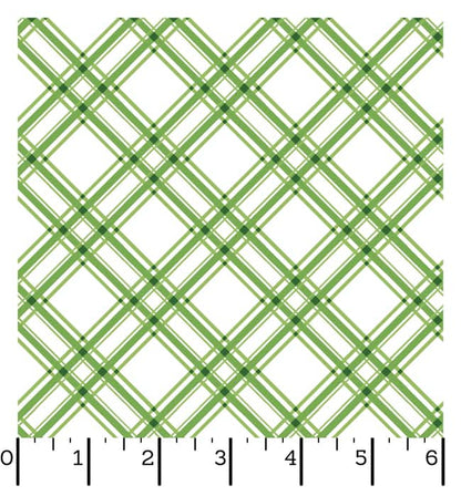 Ruler Kimberbell Basics Diagonal Plaid Green Fabric Yardage