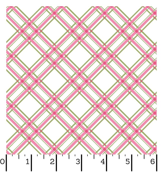 Ruler Kimberbell Basics Diagonal Plaid Pink Fabric Yardage