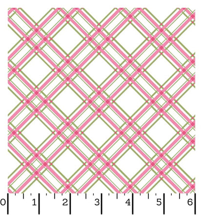 Ruler Kimberbell Basics Diagonal Plaid Pink Fabric Yardage