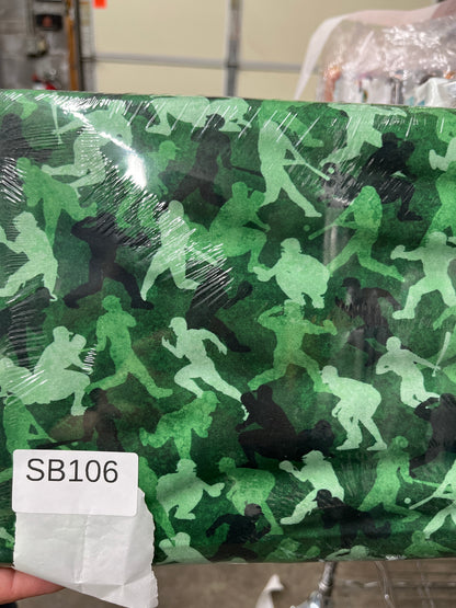 Bases Loaded Green Silhouette quilting fabric short bolt B