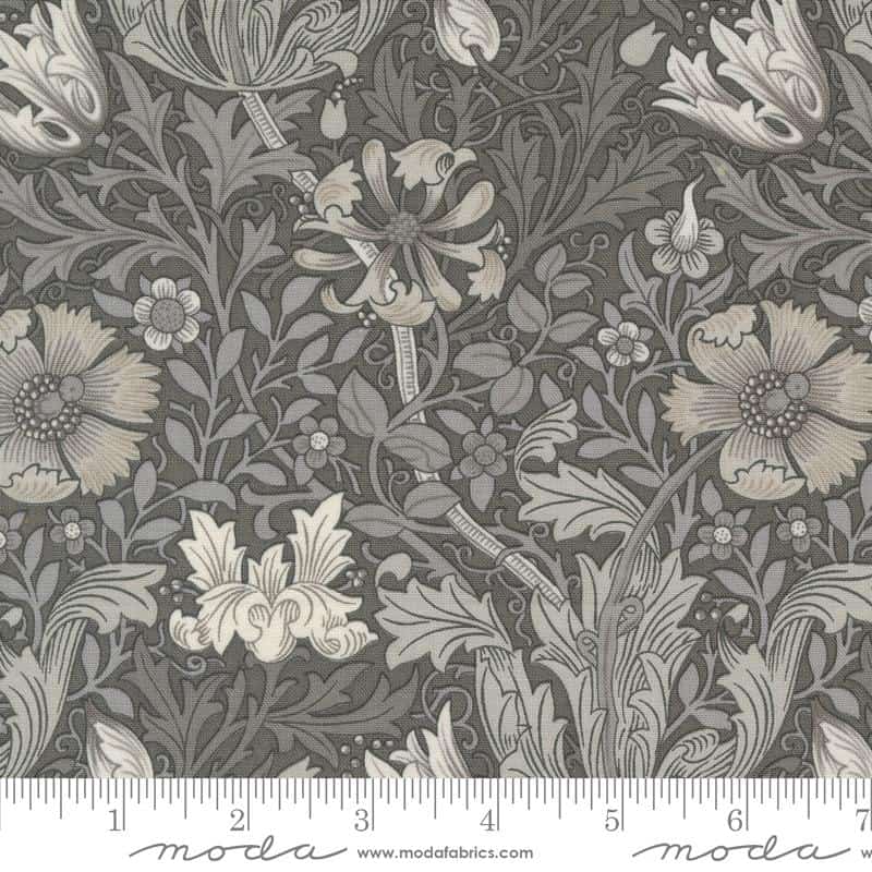 8383 14 Ebony Suite Charcoal Compton Floral Vines Fabric Yardage