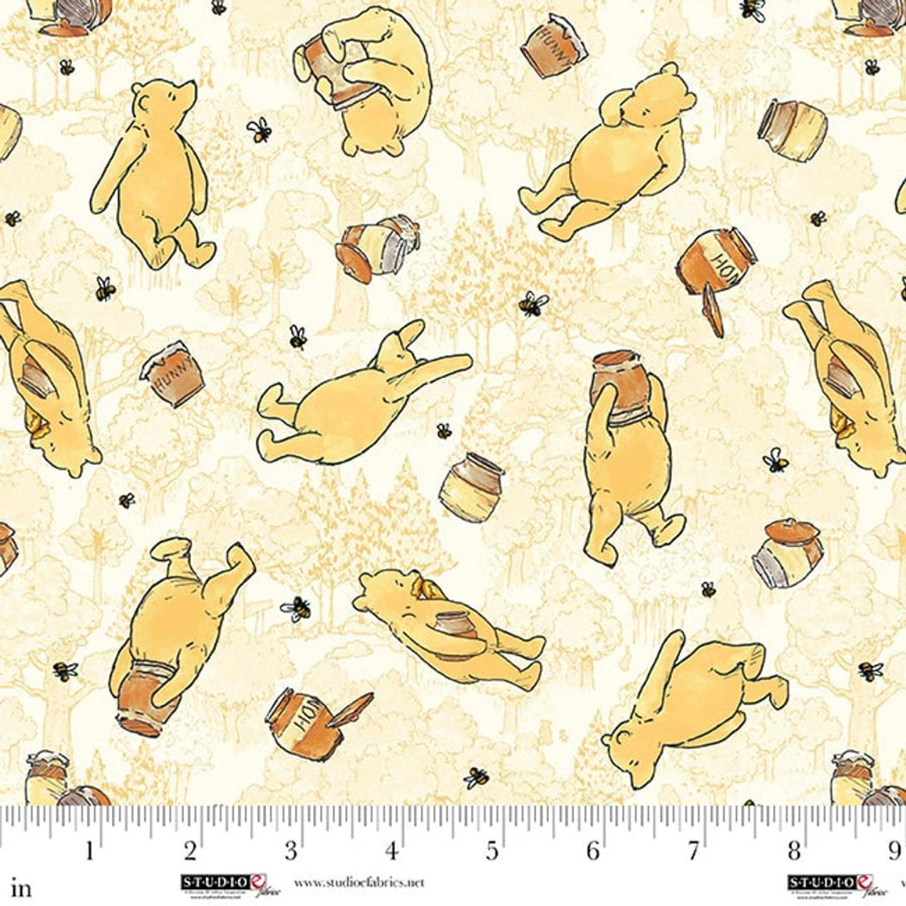 Classic Winnie Bears Fabric Yardage