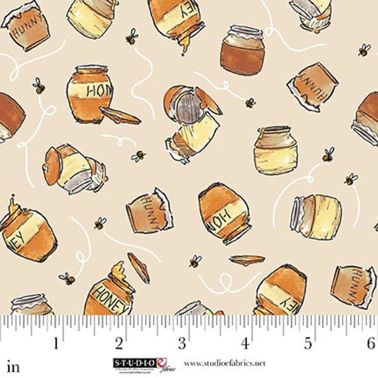 Classic Winnie Honey Pots Fabric Yardage