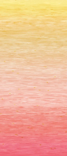 The Go with the Flow Mai Tai Watercolor Ombre 108" 3 Yard Quilt Fabric Back Pack by Jaftex - Studio E features a yellow-to-pink gradient with brushstroke texture and gold specks—ideal as wide quilt backing for your next project.