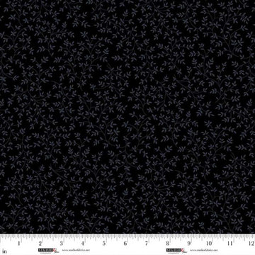 Dark Shadows Black Swirly Vine Fabric Yardage