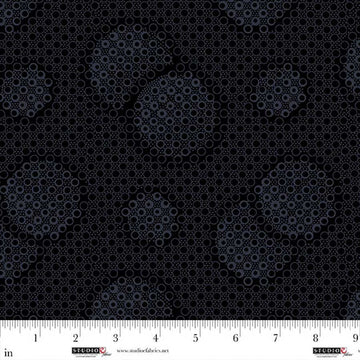 Dark Shadows Black Double Dots Fabric Yardage