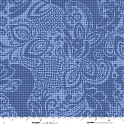 Modern Geometric Blue abstract art 118-inch wide quilt backing fabric