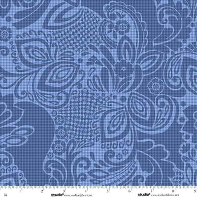 Modern Geometric Blue Modern Art 118" Wide 3 Yard Quilt Fabric Back Pack