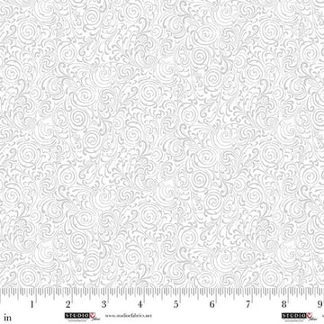 Best of Cream & Sugar White on White Double Swirls Fabric Yardage - quilt fabric for sewing and quilting projects