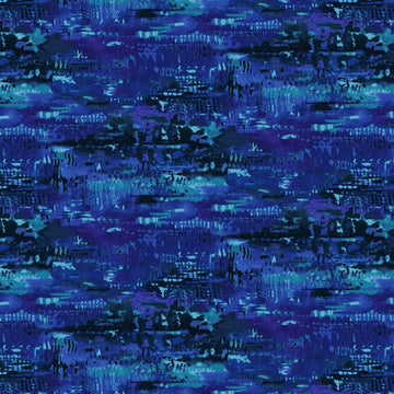 Meow Mix Dark Blue Thick Paint Fabric Yardage at Quilted Joy