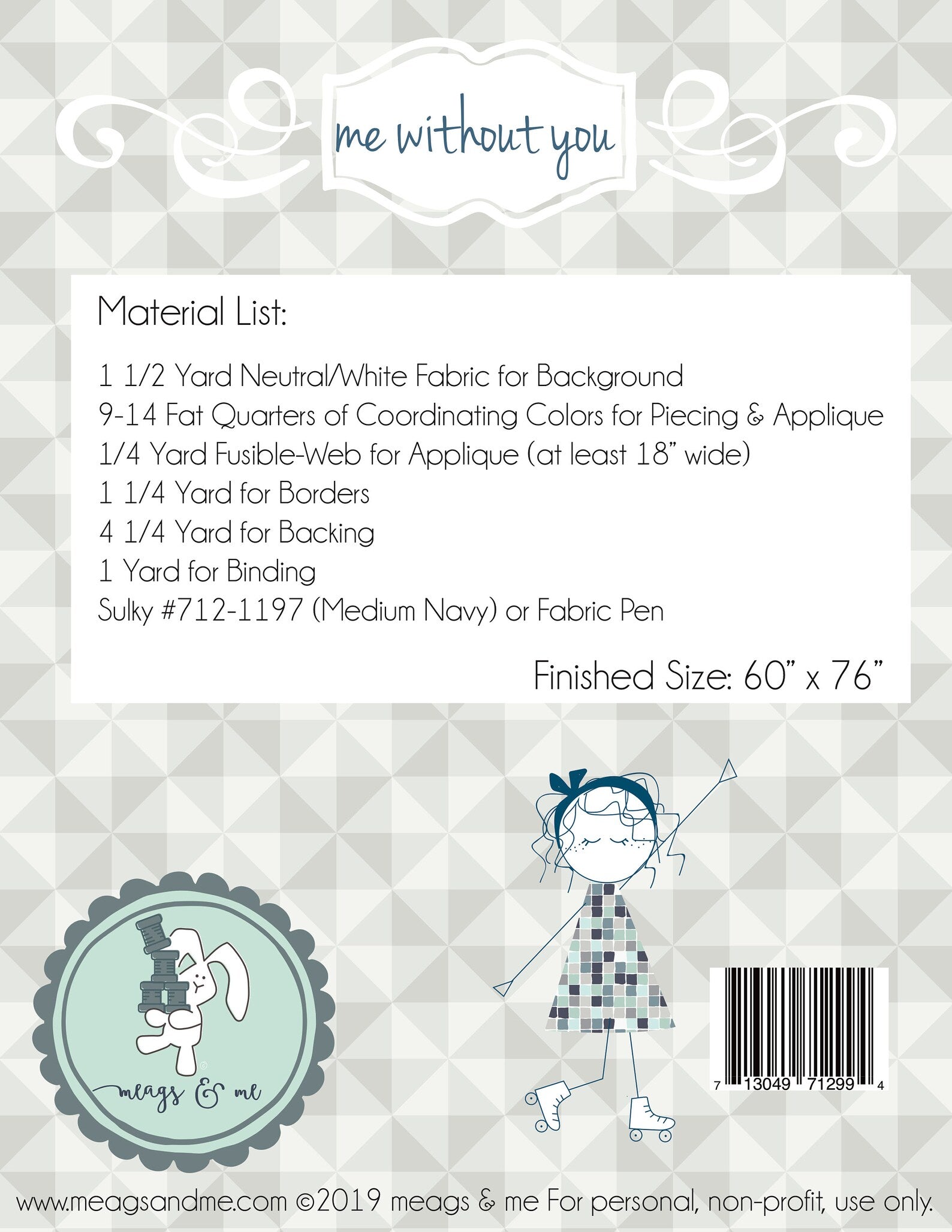 Me Without You Quilt Pattern