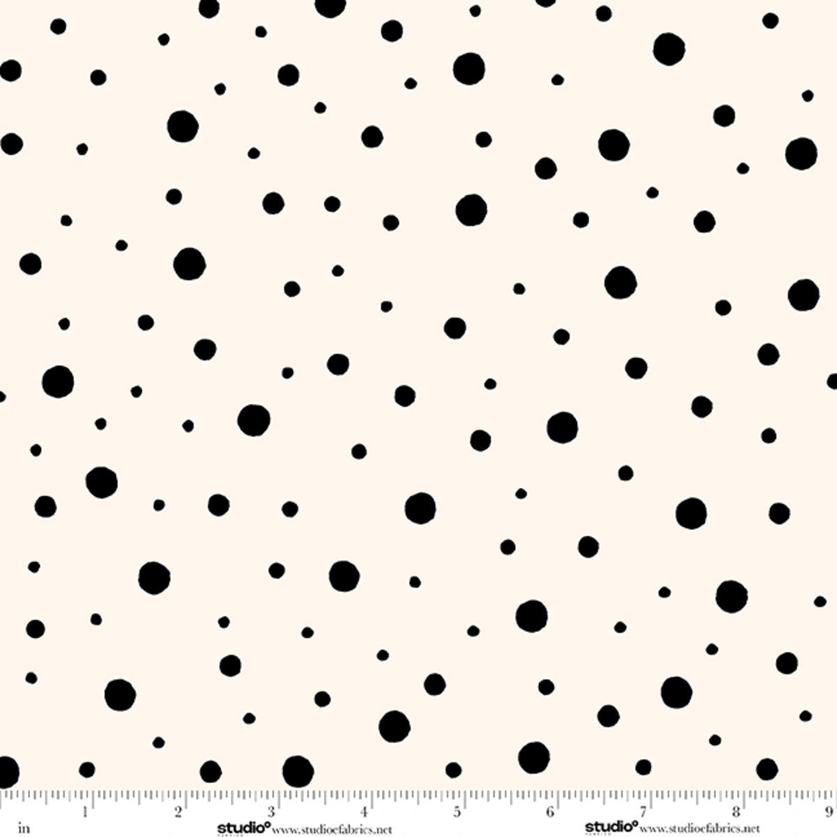 Monochrome Muse Ebony on Porcelain Polka Dot Fabric Yardage - black and white polka dot quilting fabric