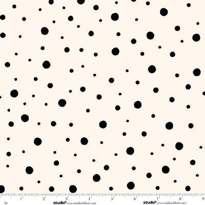 Monochrome Muse Ebony on Porcelain Polka Dot Fabric Yardage