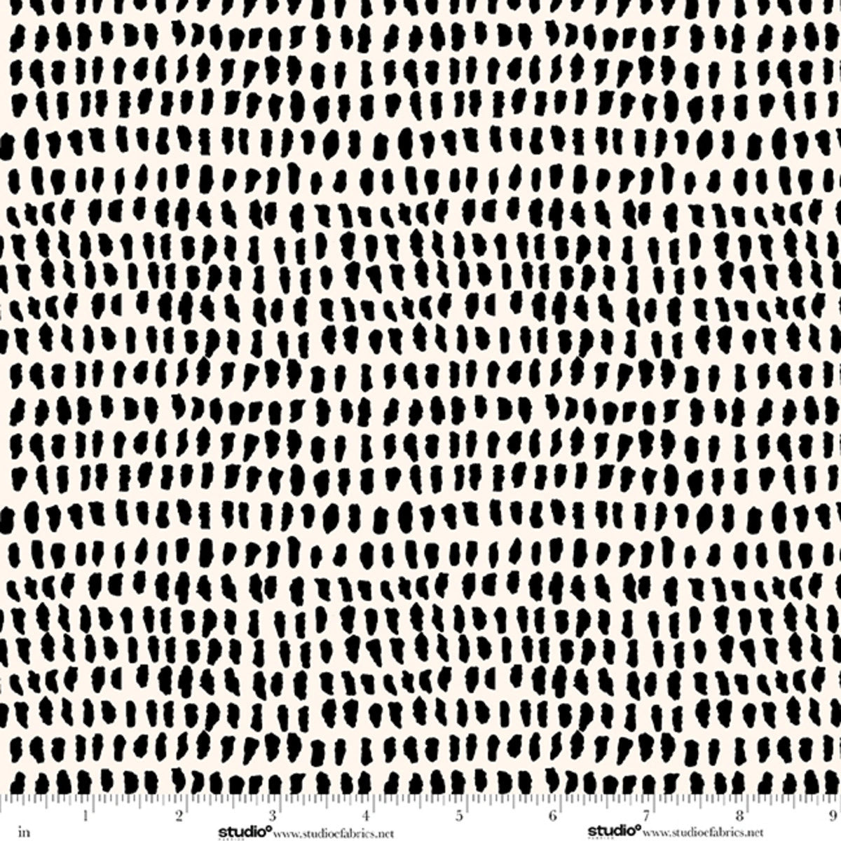 Monochrome Muse Ebony on Porcelain Dashes Fabric Yardage - black and white dash print quilting fabric