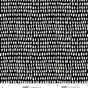 Monochrome Muse Porcelain on Ebony Fabric Yardage - black and white tonal quilting fabric