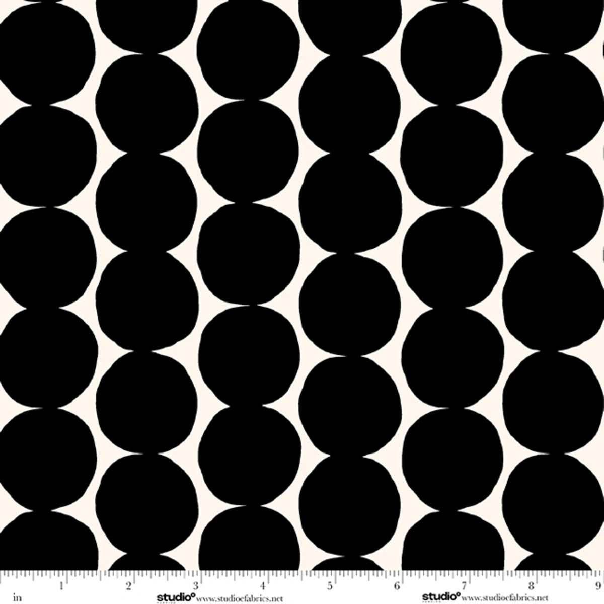 Monochrome Muse Ebony on Porcelain Large Dot Stripe Fabric Yardage - black and white dot stripe quilting fabric