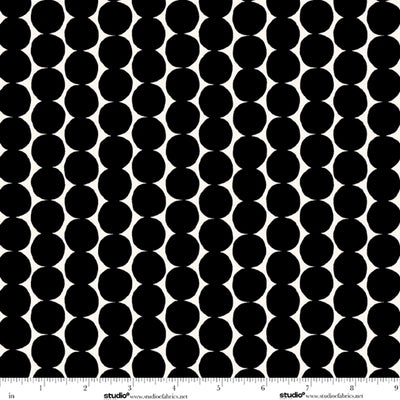 Monochrome Muse Ebony on  Porcelain Small Dot Stripe Fabric Yardage