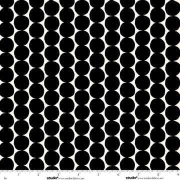 Monochrome Muse Ebony on Porcelain Small Dot Stripe Fabric Yardage - black and white dot stripe quilting fabric