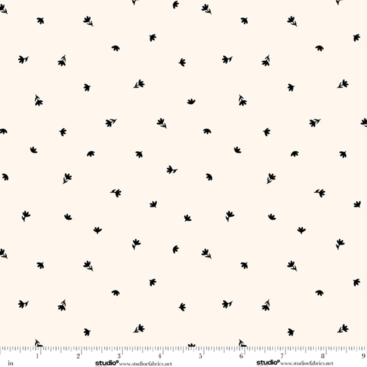 Monochrome Muse Ebony on Porcelain Ditsy Fabric Yardage - black and white ditsy print quilting fabric