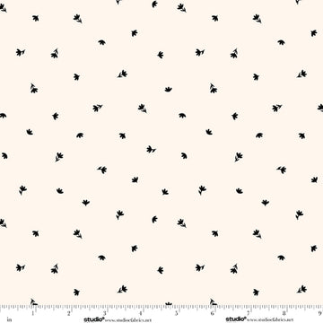 Monochrome Muse Ebony on Porcelain Ditsy Fabric Yardage - black and white ditsy print quilting fabric