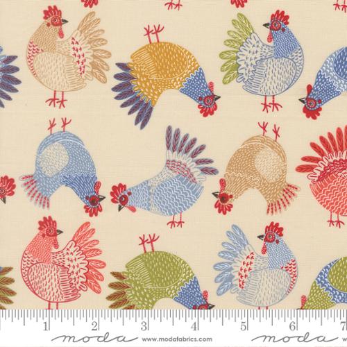 The Henhouse Tossed Chickens Novelty Cloud Fabric Yardage - quilt fabric for sewing and quilting projects