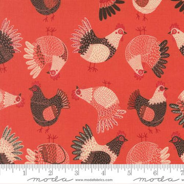The Henhouse Tossed Chickens Novelty Tomato Fabric Yardage - quilt fabric for sewing and quilting projects