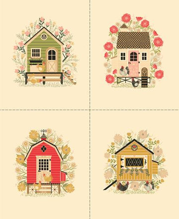 The Henhouse Cloud 36" x 44" Fabric Panel - quilt fabric panel for quilting projects