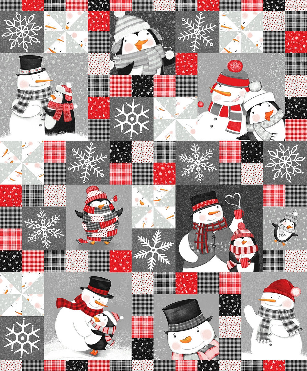 The Cool Club Charcoal Cheater Flannel Fabric Yardage by Studio E - winter cheater quilt print flannel