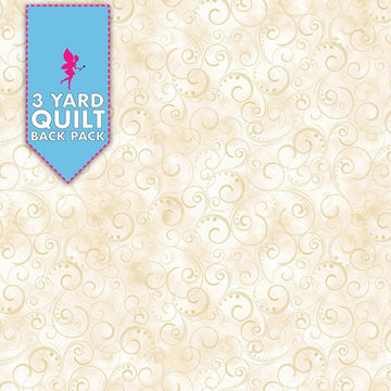 Image of Swirling Splendor - Cream 108" Wide 3 Yard Quilt Fabric Back Pack