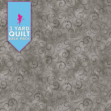 Image of Swirling Splendor - Gray Smoke 108" Wide 3 Yard Quilt Fabric Back Pack